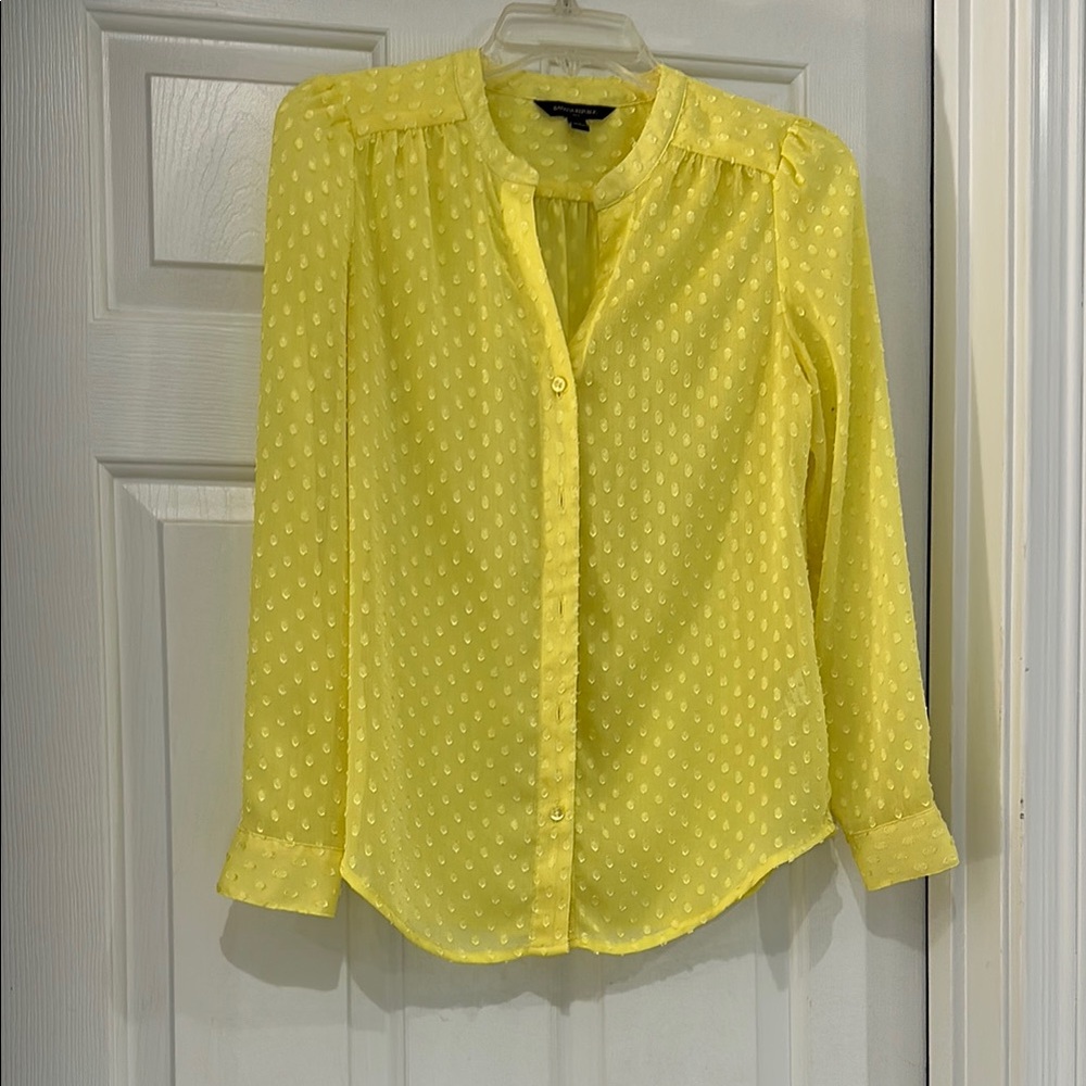 Banana Republic Sheer Yellow Button-Up Blouse